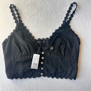 Kendall & Kylie Black Top with Floral Accents